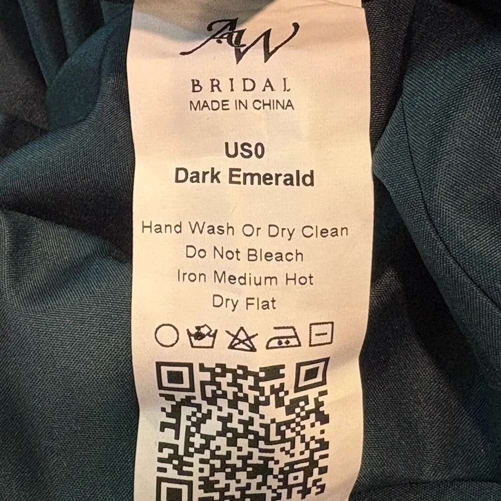 AW Bridal Dark Emerald Satin Bustier Midi Dress Size 0 NWT